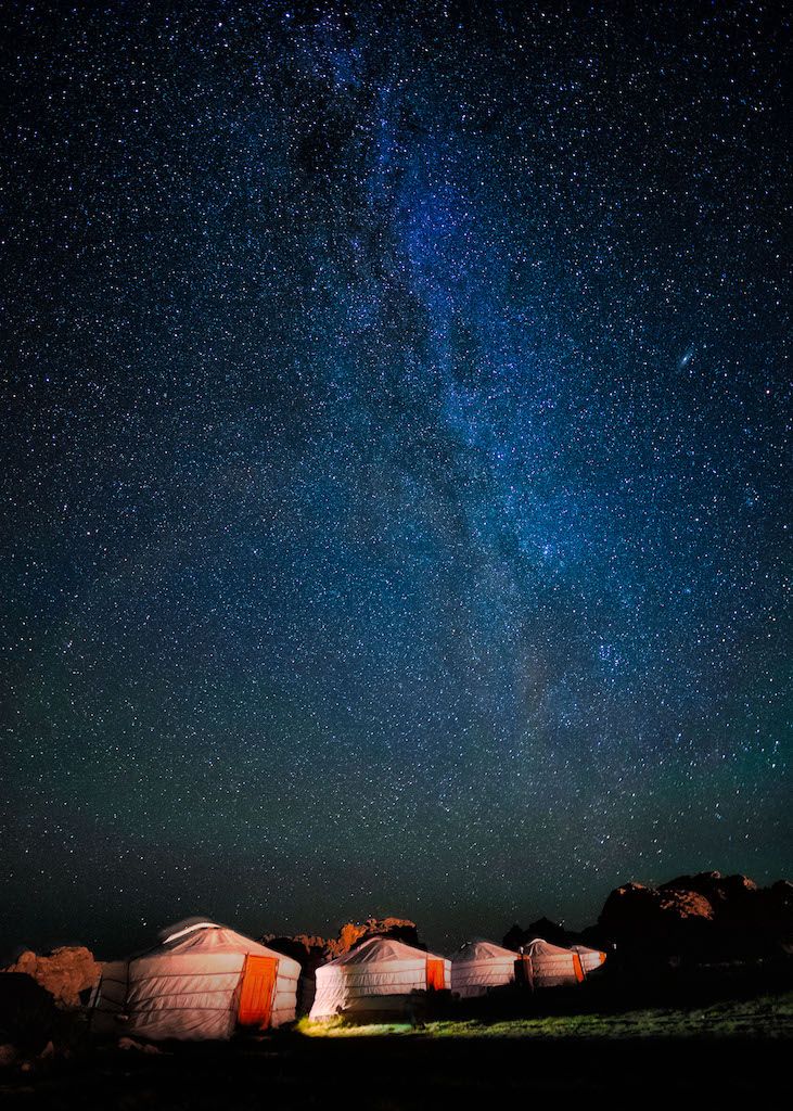 Mongolia ger camp and stars