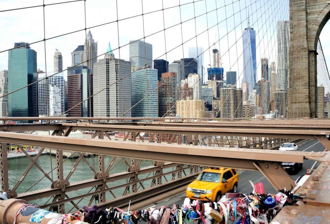 Love locks on the Brooklyn Bridge, New York