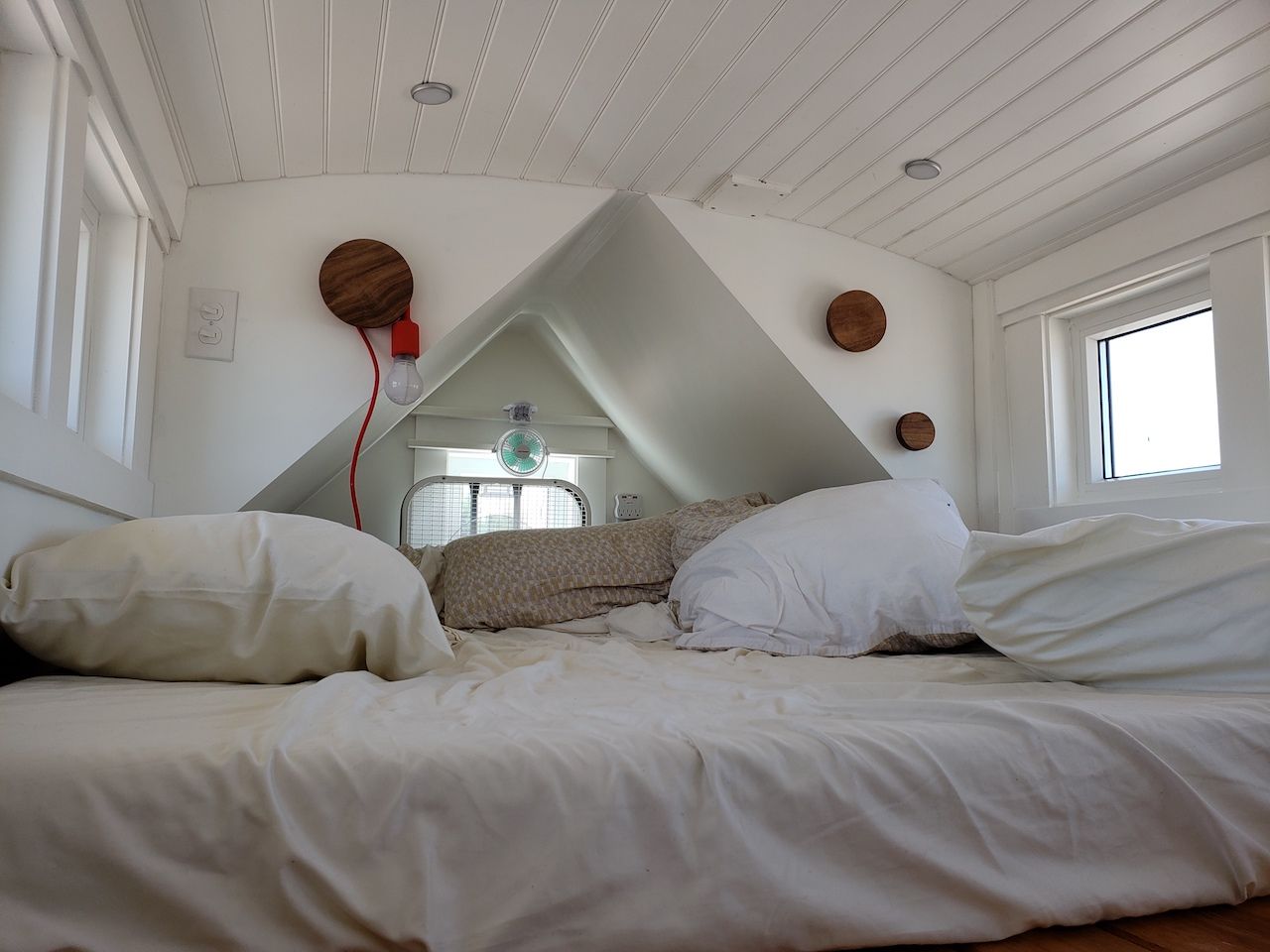 Loft bed in a tiny house