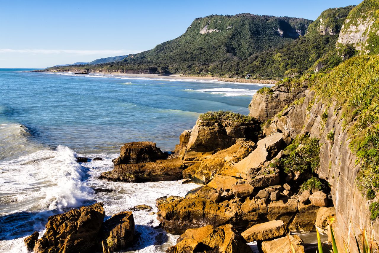Punakaki Pancake Rocks in Paparoa National Park, West Coast, South Island, New Zealand