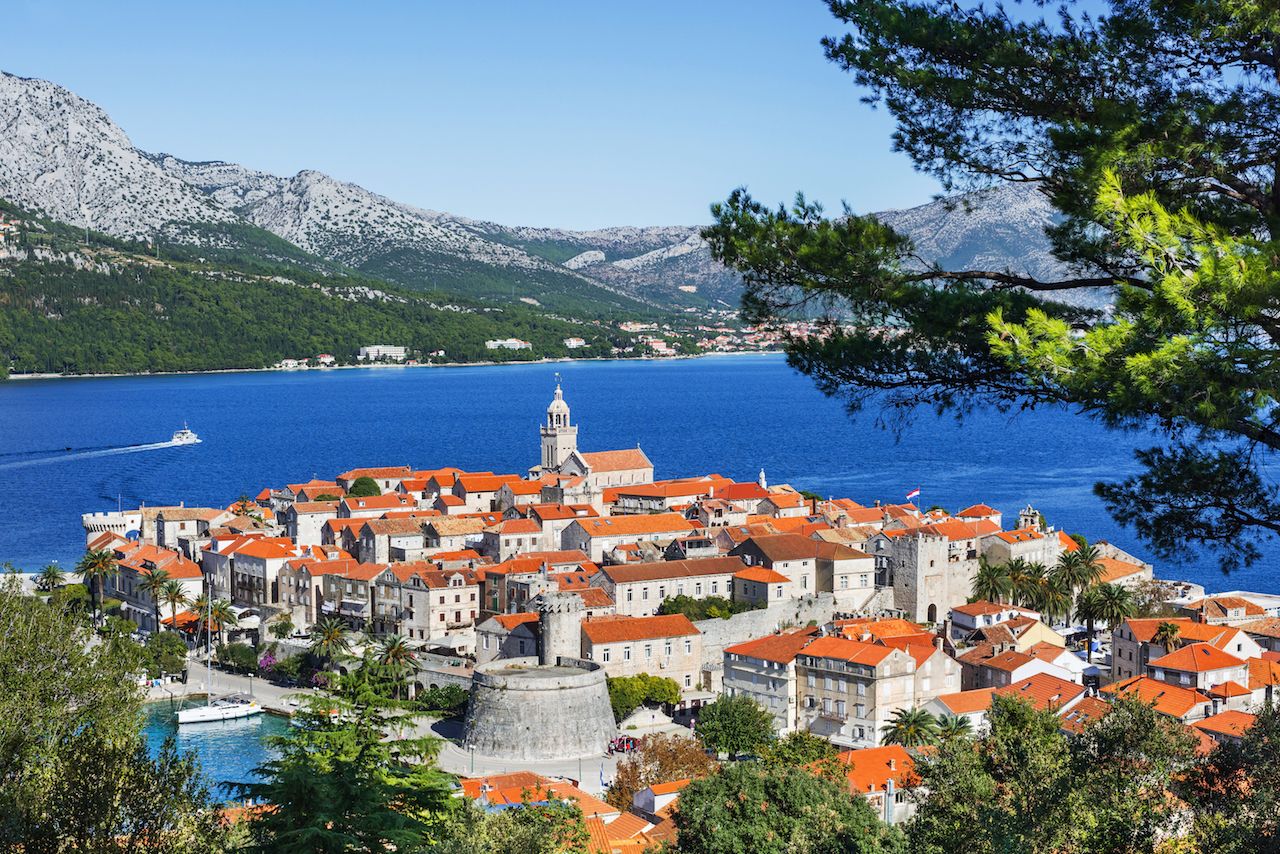 View of Korcula town, Korcula island, Dalmatia, Croatia